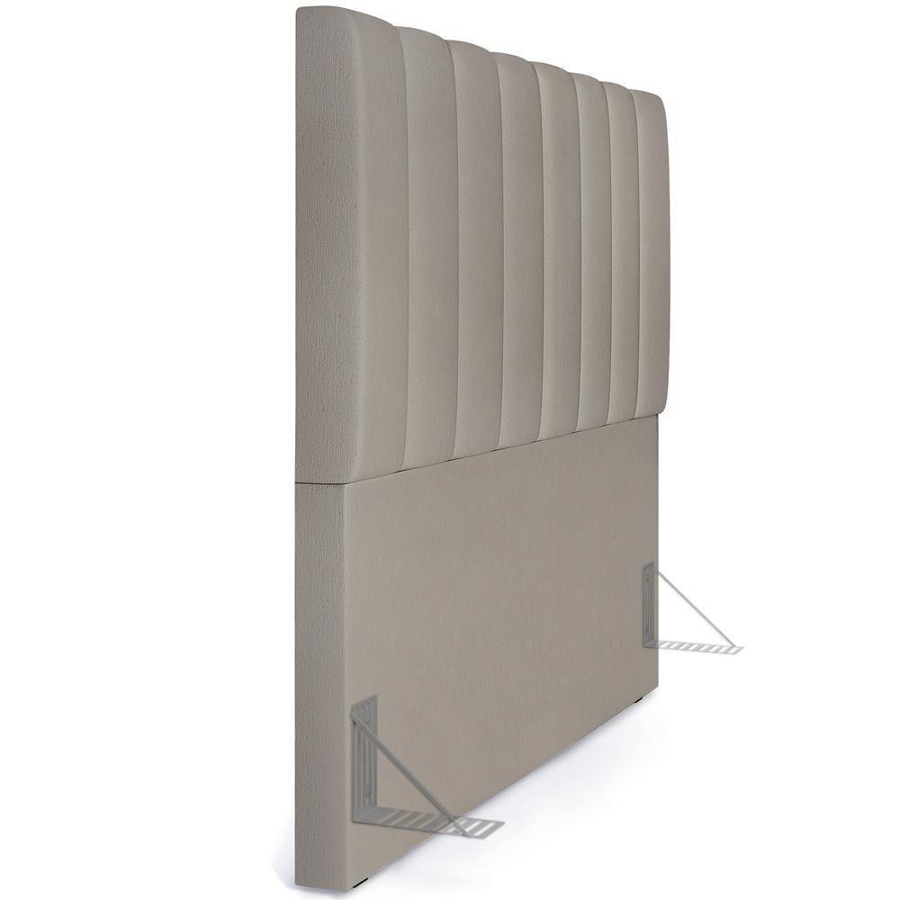 Kit Cabeceira Casal 140cm E Calçadeira Recamier Baú Bege - 2