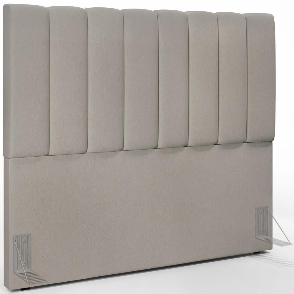 Kit Cabeceira Casal 140cm E Calçadeira Recamier Baú Bege - 7