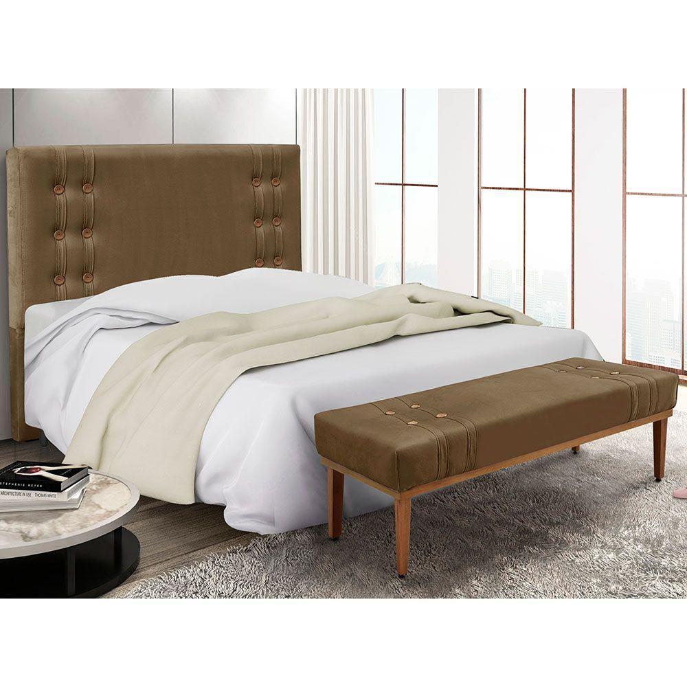 Kit Cabeceira Recamier Queen 1,60M Suede Caramelo - 6