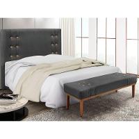 Kit Cabeceira E Calçadeira Recamier Queen 1,60M Suede Cinza - 6