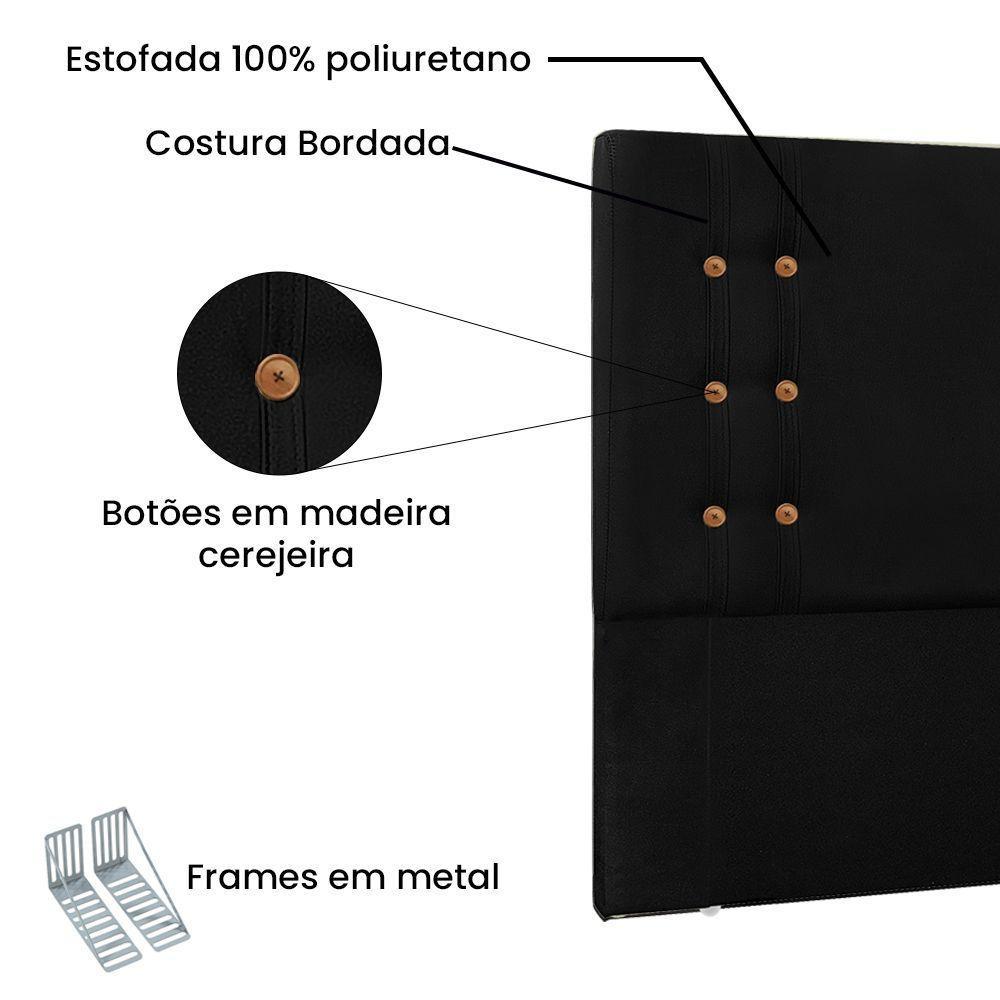 Kit Cabeceira E Calçadeira Recamier Queen 1,60M Suede Preto - 5