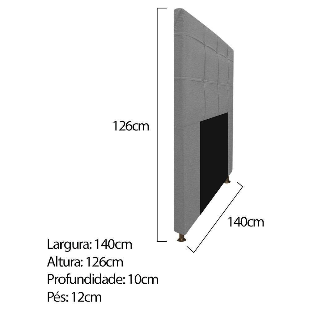 Cabeceira Calçadeira Baú Mel 140Cm Com Capitonê Corano Cinza - 2