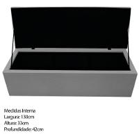 Cabeceira Calçadeira Baú Mel 140Cm Com Capitonê Corano Cinza - 3