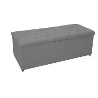 Cabeceira Calçadeira Baú Mel 140Cm Com Capitonê Corano Cinza