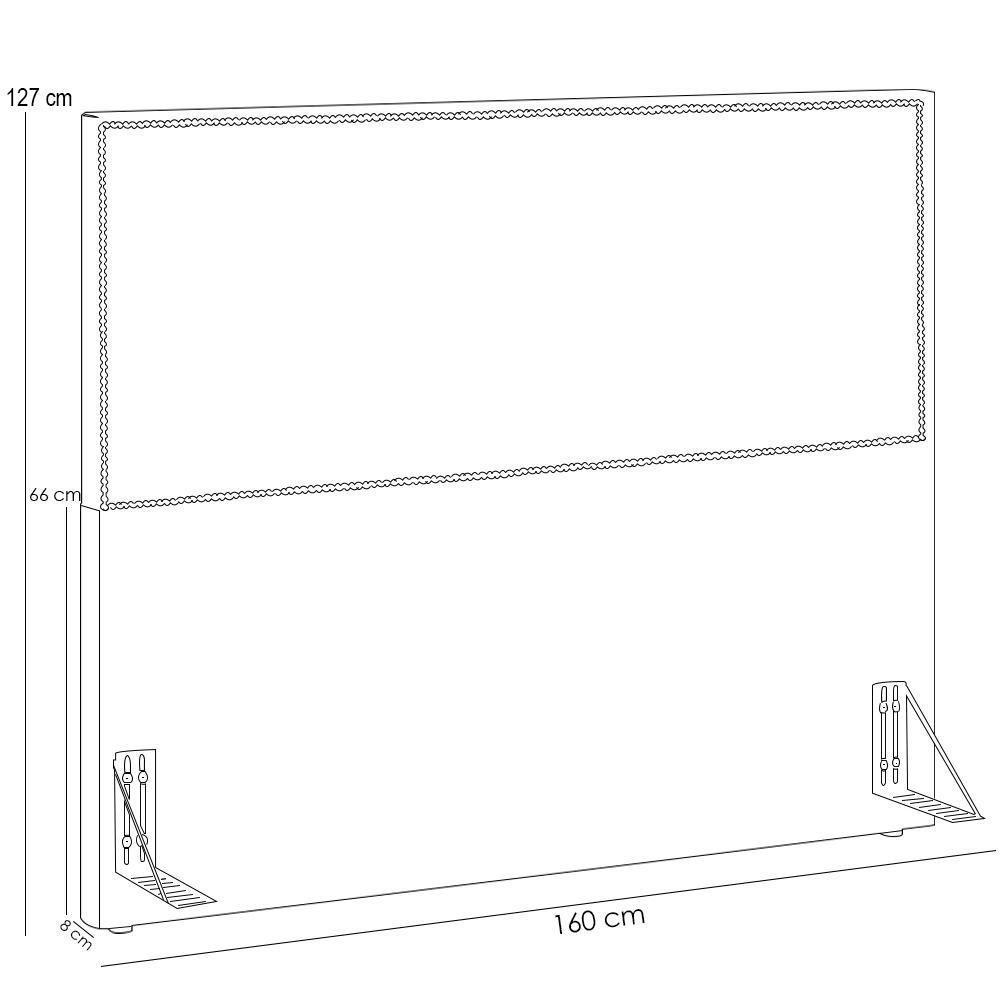 Cabeceira Box Casal Tachas 160 Cm Vicenza L02 Bouclê Bege - 4