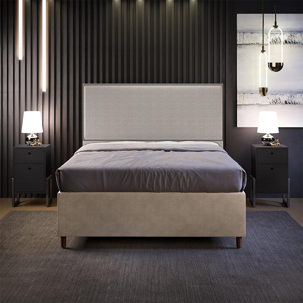 Cabeceira Box Casal Tachas 160 Cm Vicenza L02 Bouclê Bege - 8