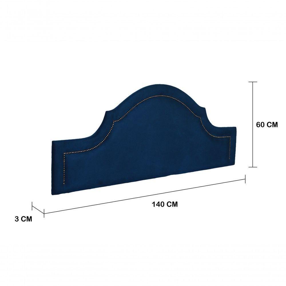 Cabeceira Casal Provençal Luxo 140X60 Suede Azul Tachas Fumê - 3
