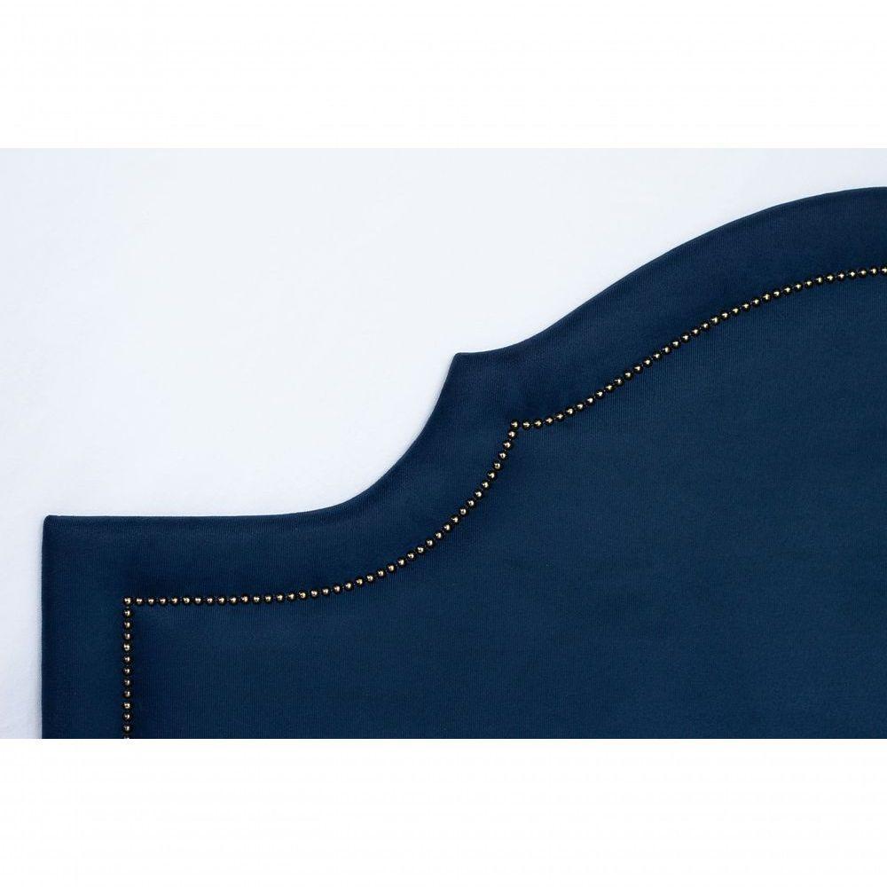 Cabeceira Casal Provençal Luxo 140X60 Suede Azul Tachas Fumê - 4