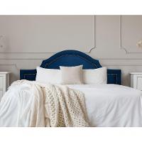 Cabeceira Casal Provençal Luxo 140X60 Suede Azul Tachas Fumê - 1