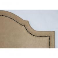 Cabeceira Casal Provençal Luxo 140X60 Suede Bege Tachas Fumê