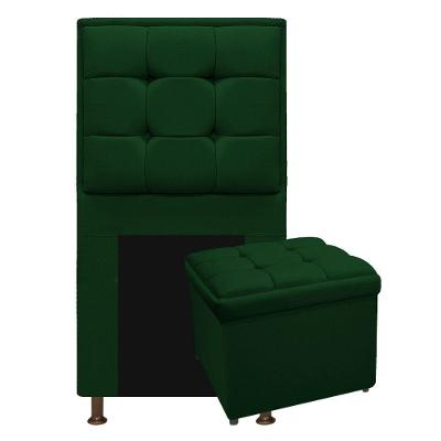 Cabeceira E Calçadeira Copenhague 100 Cm Solteiro Suede Verde