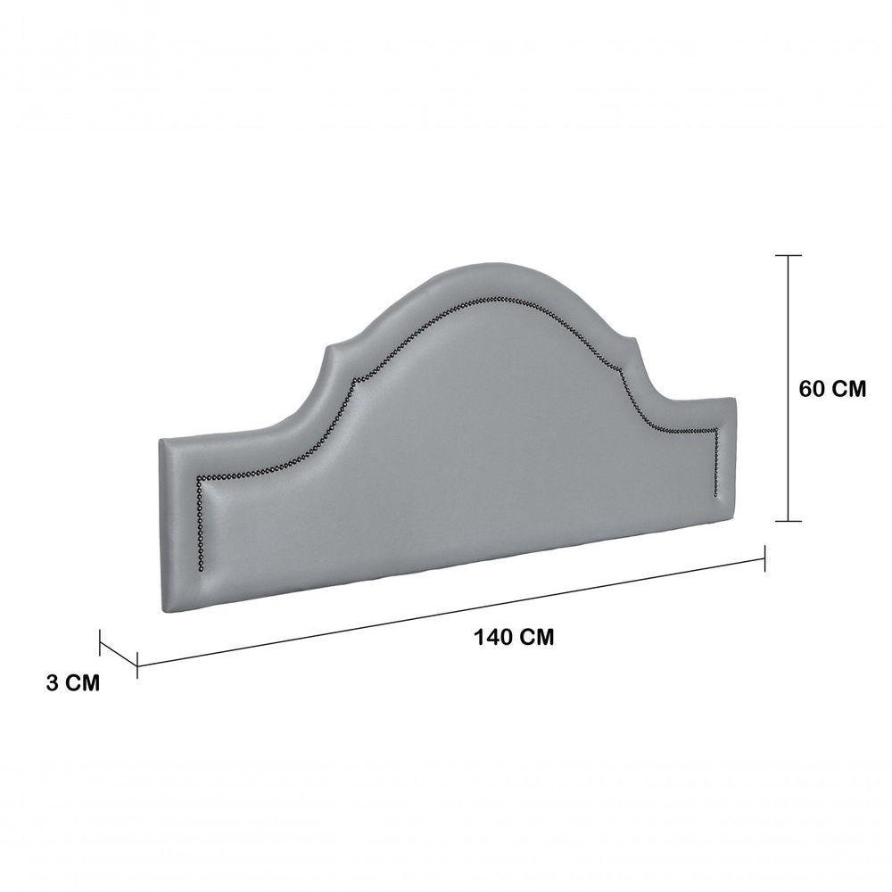 Cabeceira Casal Luxo 140X60 Cinza Tachas Fumê - 3