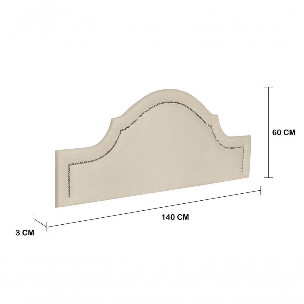 Cabeceira Casal Luxo 140X60 Off White Tachas Prata - 4