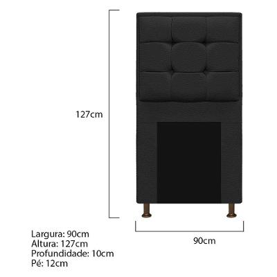 Cabeceira E Calçadeira Copenhague 90 Cm Solteiro Corano Preto