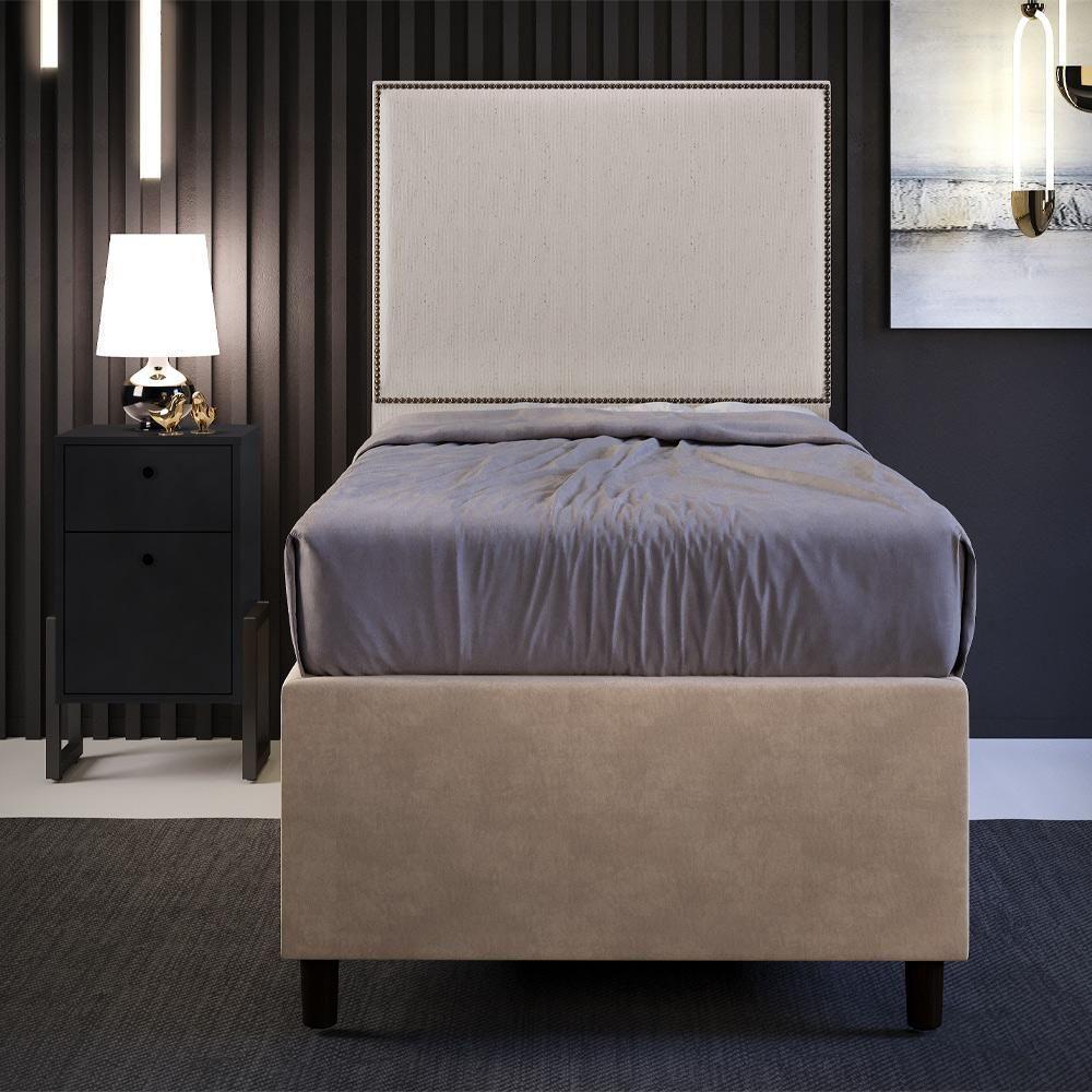 Cabeceira Cama Box Solteiro Tachas 100 Cm Vicenza L02 Bege - 7