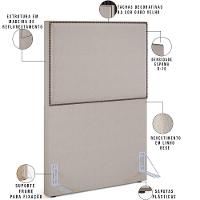 Cabeceira Cama Box Solteiro Tachas 100 Cm Vicenza L02 Bege - 11