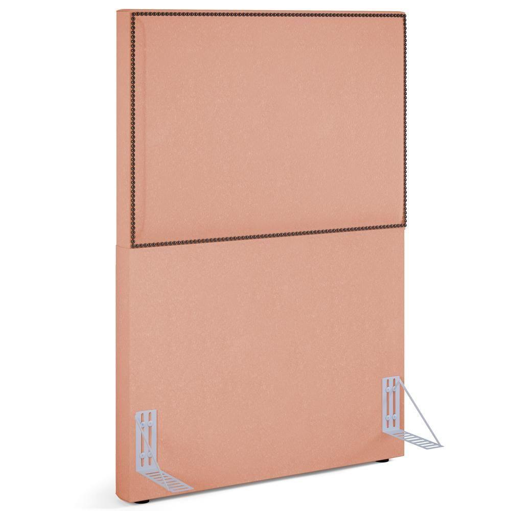 Cabeceira Cama Box Solteiro Com Tachas 100 Cm Linho Rosê - 1