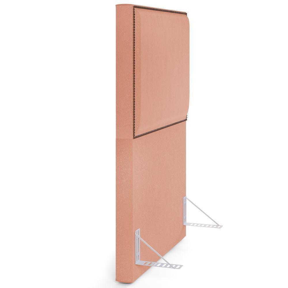 Cabeceira Cama Box Solteiro Com Tachas 100 Cm Linho Rosê - 2