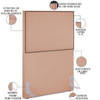 Cabeceira Cama Box Solteiro Com Tachas 100 Cm Linho Rosê - 6