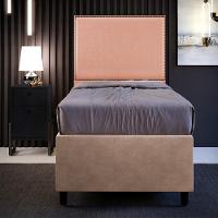 Cabeceira Cama Box Solteiro Com Tachas 100 Cm Linho Rosê - 7