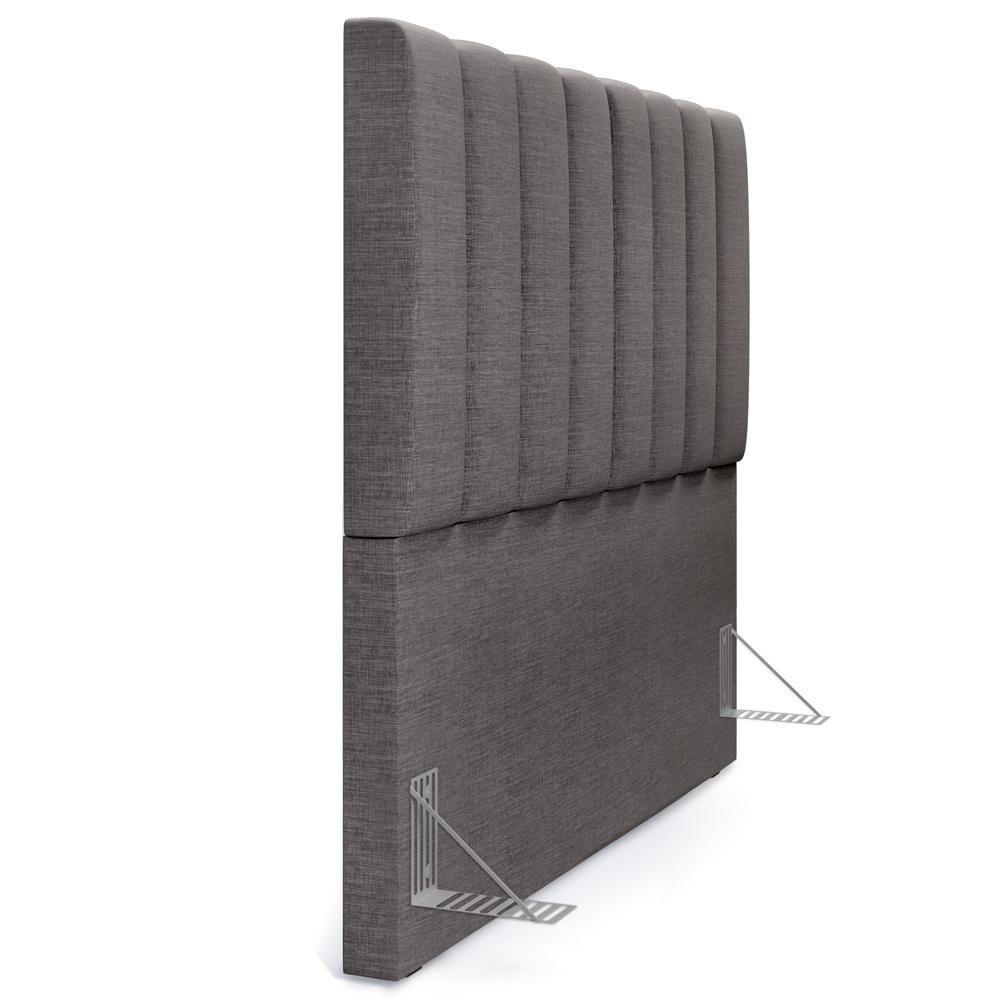 Kit Cabeceira Casal 140cm Calçadeira Baú Cinza Escuro - 4