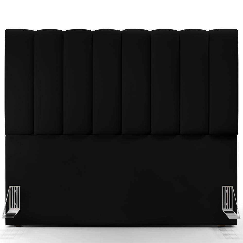 Kit Cabeceira Casal 140cm C/Calçadeira Recamier Baú Preto - 5