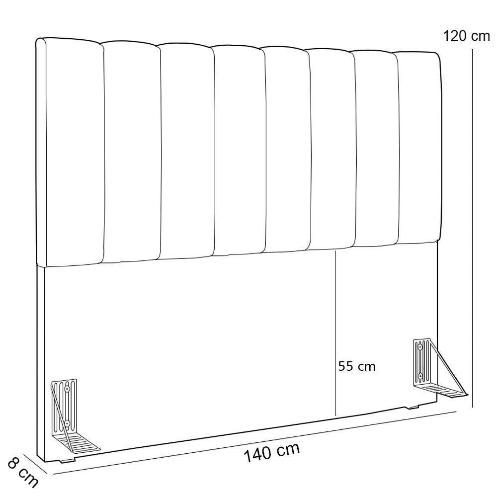 Kit Cabeceira Casal 140cm C/Calçadeira Recamier Baú Preto - 7