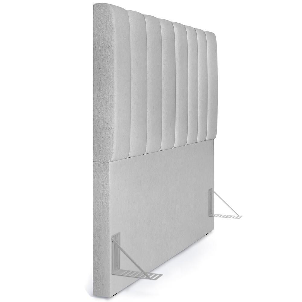 Kit Cabeceira Casal 140cm Com Calçadeira Recamier Baú Cinza - 4