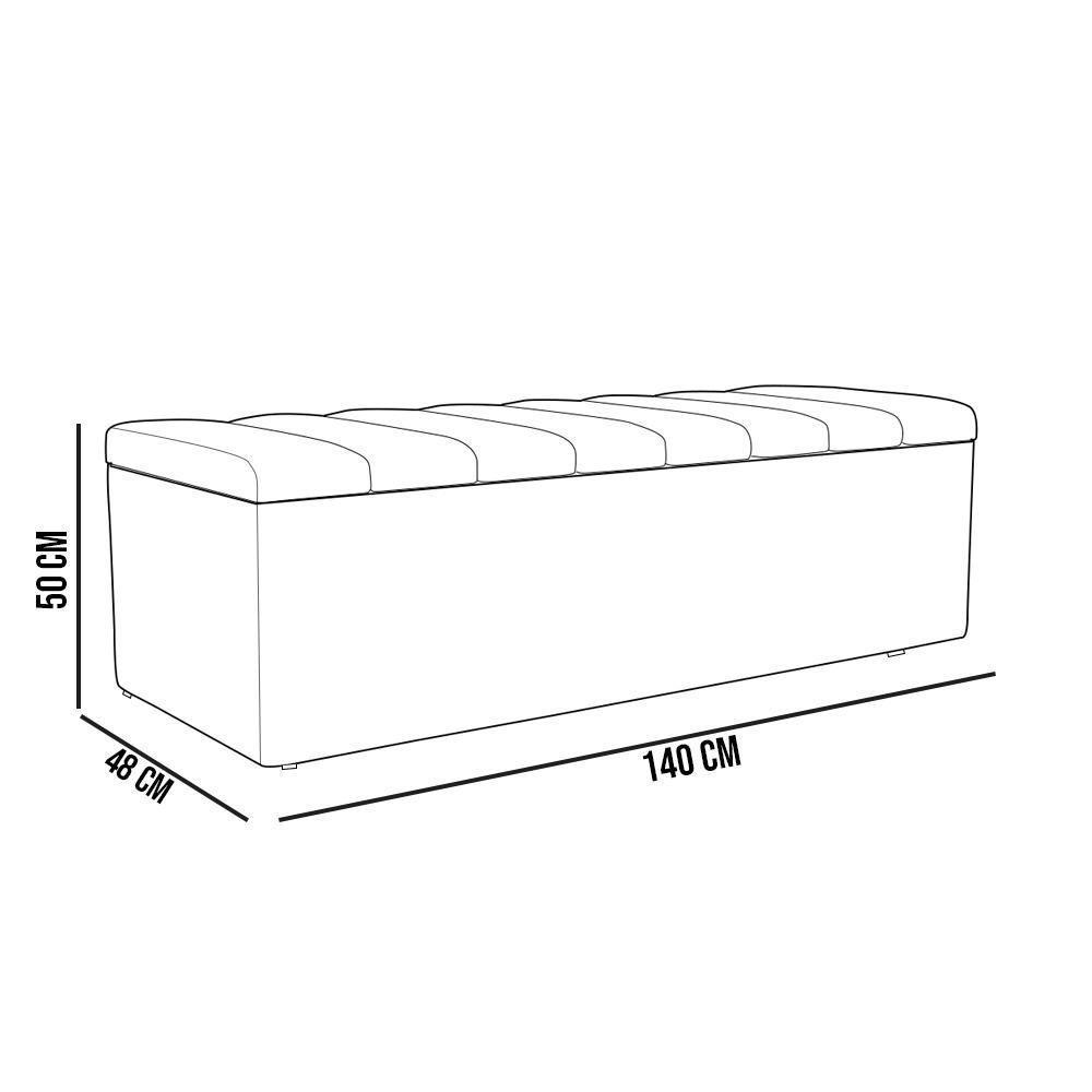 Kit Cabeceira Casal 140cm Com Calçadeira Recamier Baú Cinza - 6