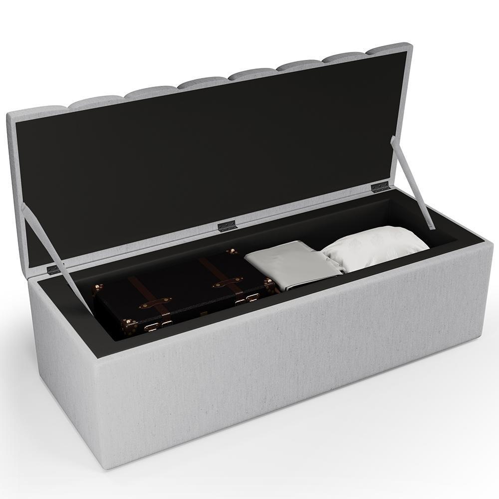 Kit Cabeceira Casal 140cm Com Calçadeira Recamier Baú Cinza - 10