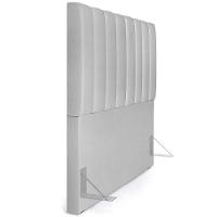 Kit Cabeceira Casal 140cm Com Calçadeira Recamier Baú Cinza