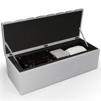 Kit Cabeceira Casal 140cm Com Calçadeira Recamier Baú Cinza - 10