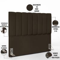 Kit Cabeceira Casal 140cm C/Calçadeira Recamier Baú Marrom - 9