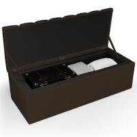 Kit Cabeceira Casal 140cm C/Calçadeira Recamier Baú Marrom - 10