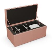 Kit Cabeceira Solteiro 100cm Com Calçadeira Baú Rosê - 46