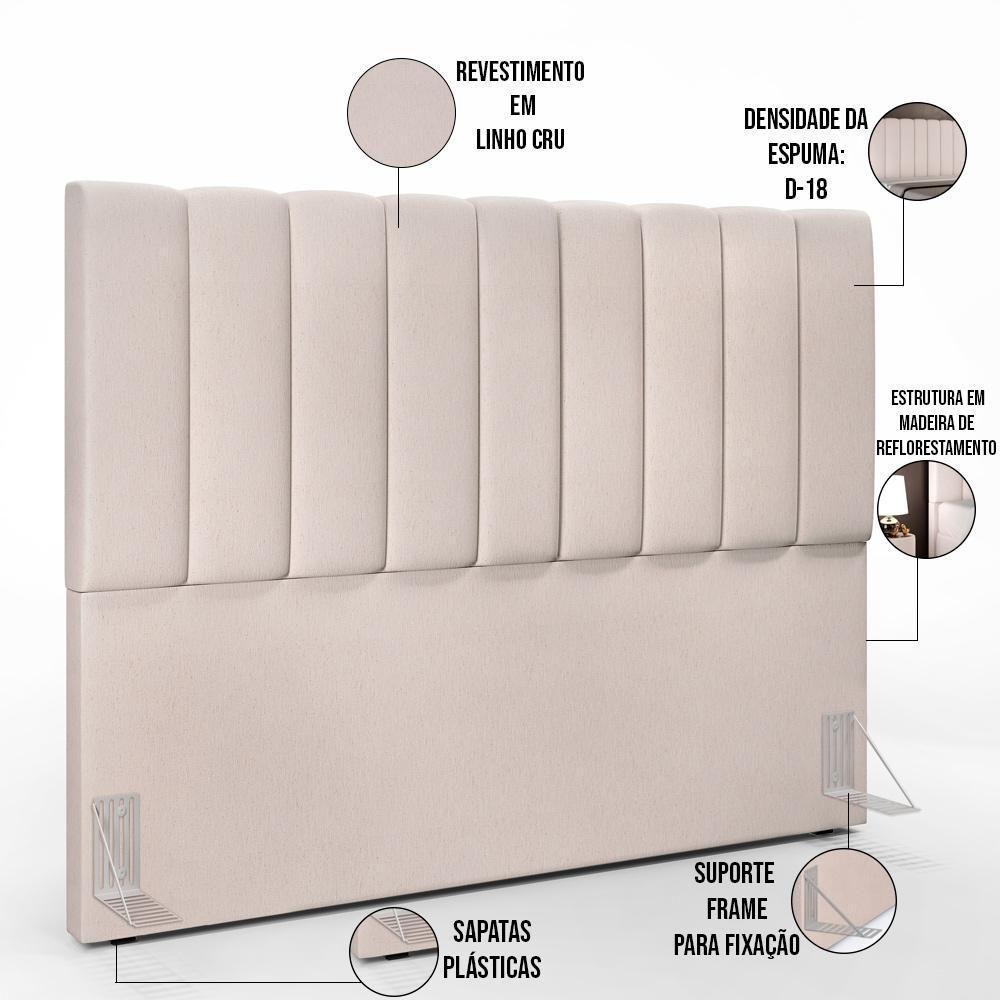 Kit Cabeceira Casal Queen 160cm Com Calçadeira Baú Cru - 9