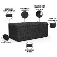 Kit Cabeceira Solteiro 100cm E Calçadeira Baú Chumbo - 8