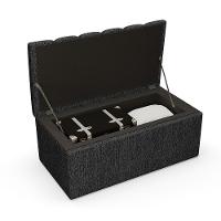 Kit Cabeceira Solteiro 100cm E Calçadeira Baú Chumbo - 10