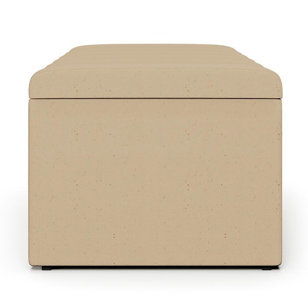 Kit Cabeceira Solteiro 100cm Com Calçadeira Baú Bege Escuro - 2