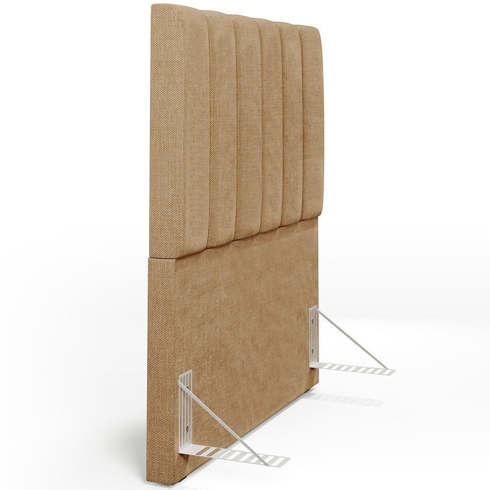 Kit Cabeceira Solteiro 100cm Com Calçadeira Baú Bege Escuro - 3