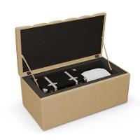 Kit Cabeceira Solteiro 100cm Com Calçadeira Baú Bege Escuro - 10