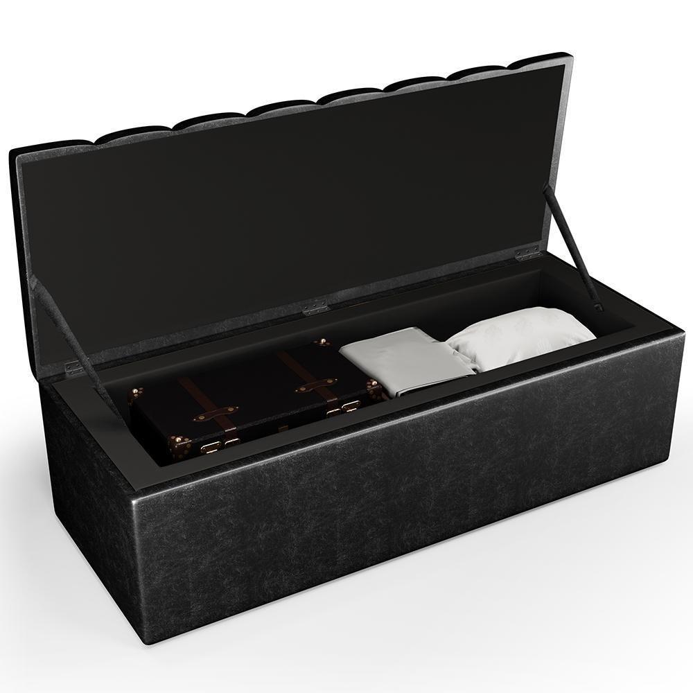 Kit Cabeceira Casal Queen 160cm Calçadeira Baú Preto - 10