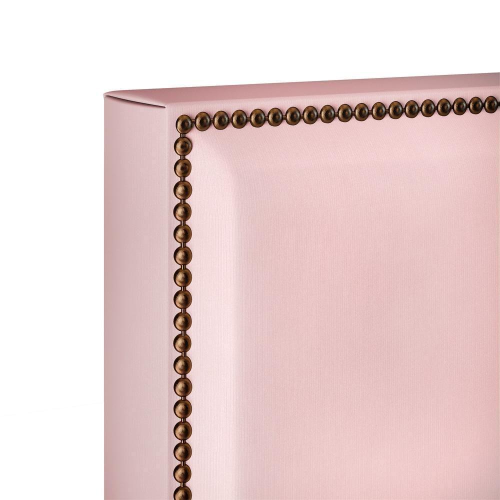 Cabeceira Cama Box Solteiro Com Tachas 100 Cm Suede Rosê - 4
