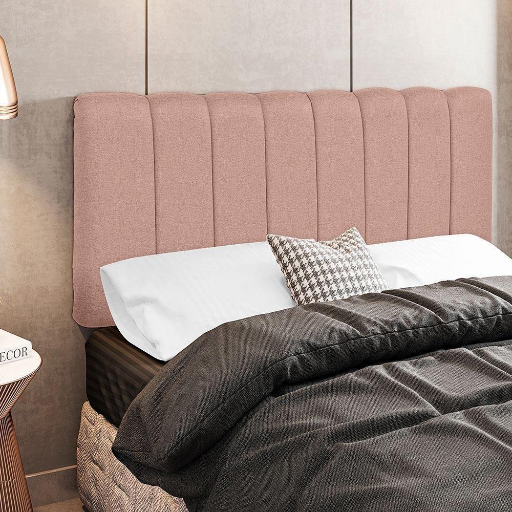 Cabeceira Cama Box Painel Casal 160 Cm Dubai W01 Linho Rosê - 4