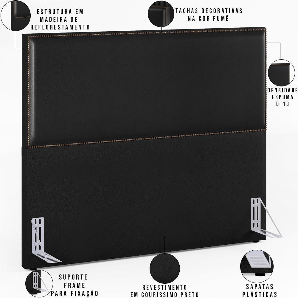 Cabeceira Box Casal King Com Tachas 195 Cm Couríssimo Preto - 6