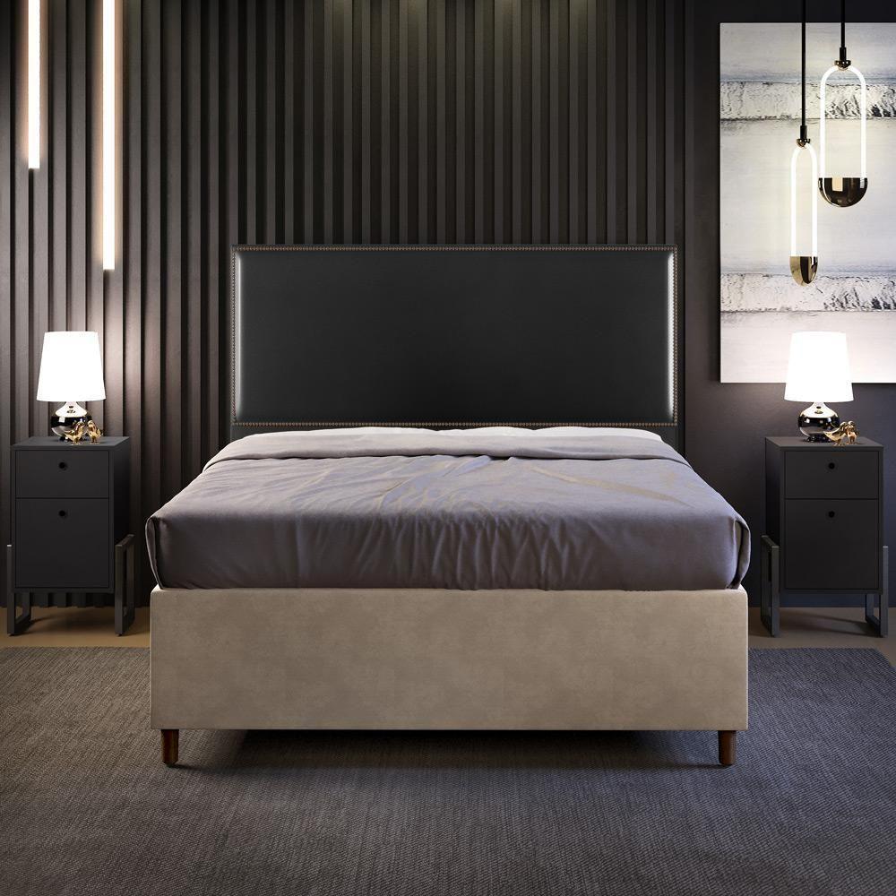 Cabeceira Box Casal King Com Tachas 195 Cm Couríssimo Preto - 8