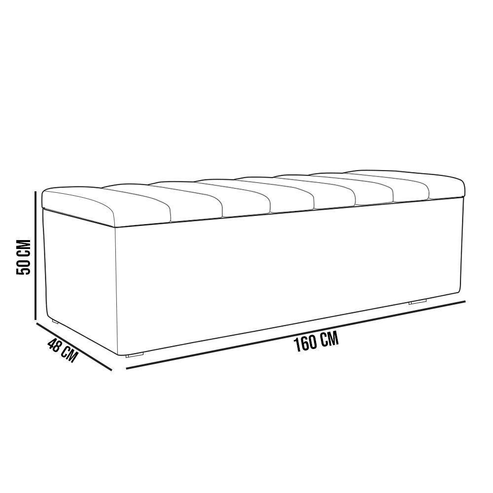 Kit Cabeceira Casal Queen 160cm Com Calçadeira Baú Rosê - 6