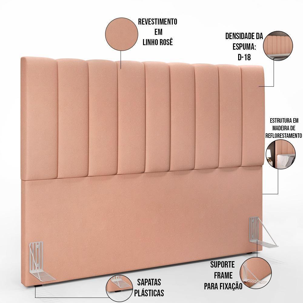 Kit Cabeceira Casal Queen 160cm Com Calçadeira Baú Rosê - 9