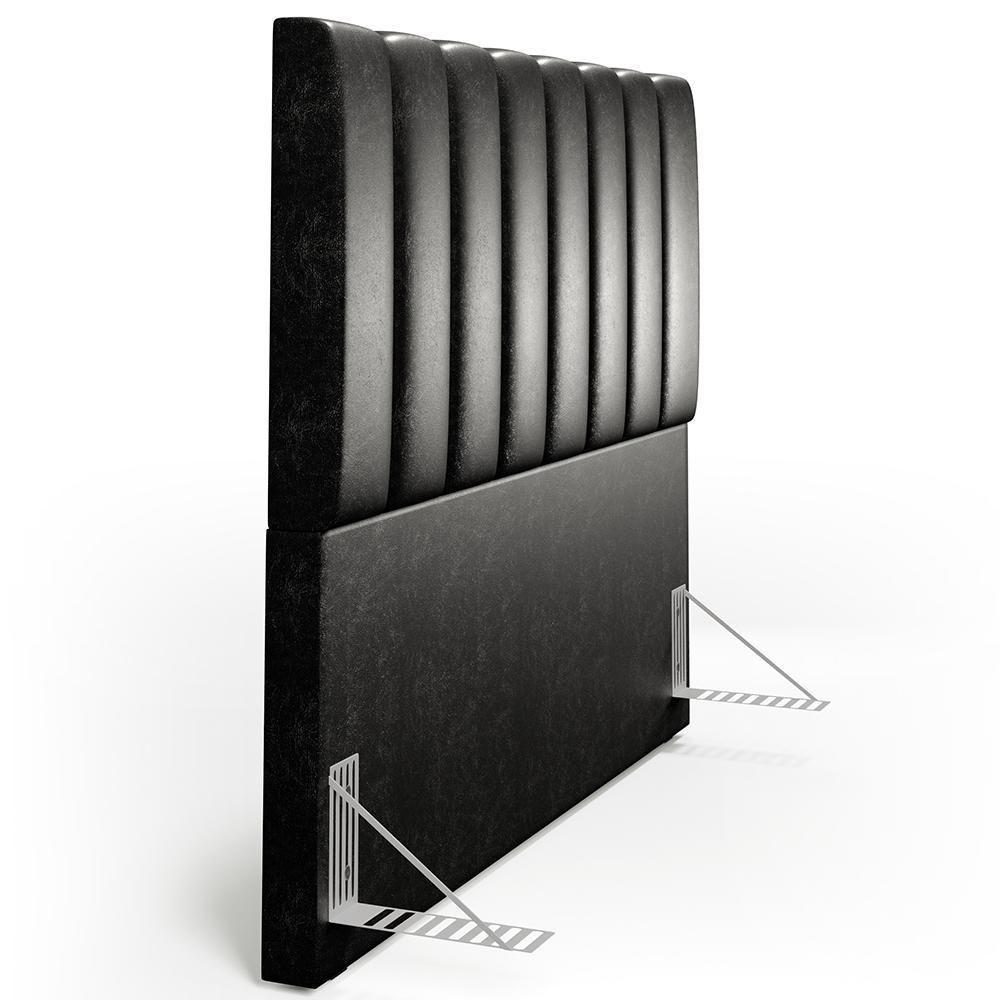 Kit Cabeceira Casal 140cm Calçadeira Recamier Baú Preto - 4