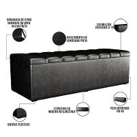 Kit Cabeceira Casal 140cm Calçadeira Recamier Baú Preto - 8